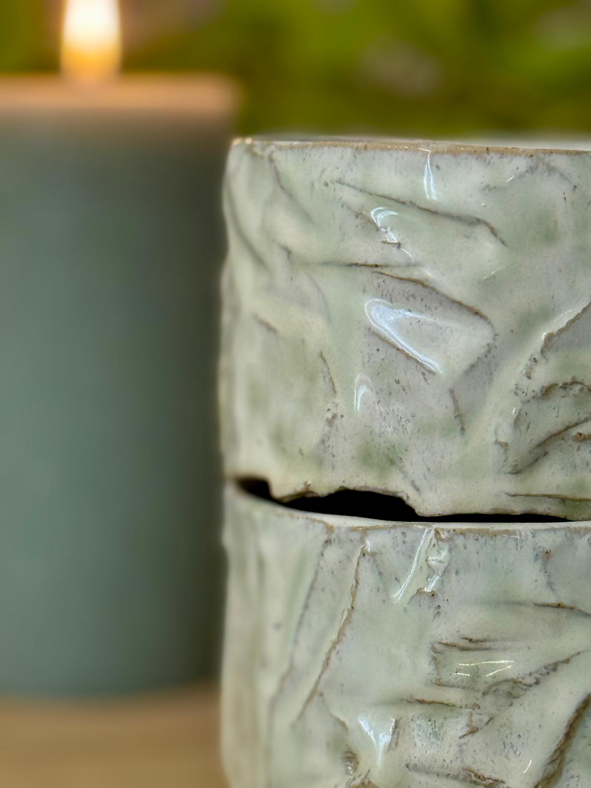 Bol Inspiration Chawan en grès & kurinuki Vert de Brume