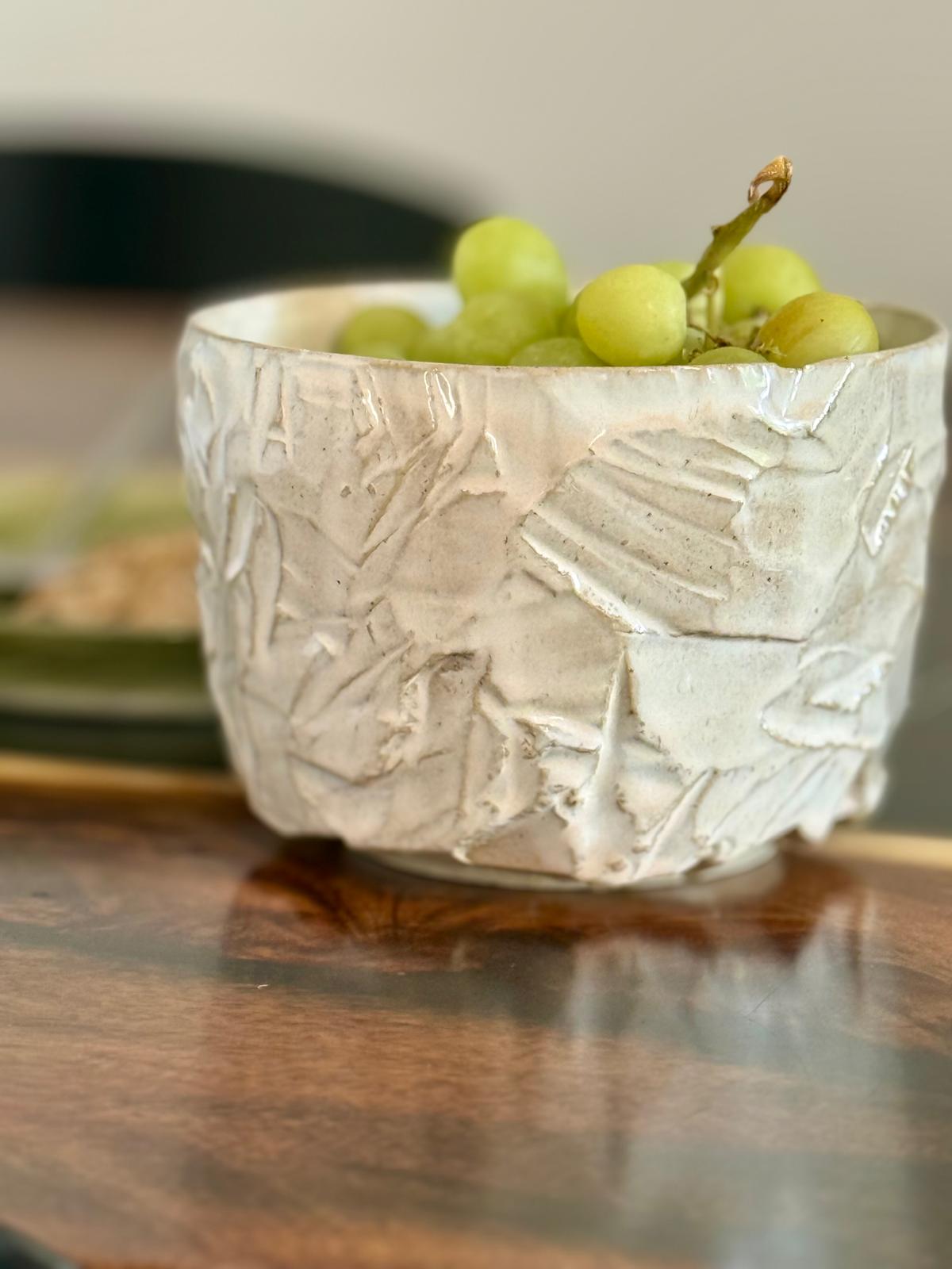 Pot grès & kurinuki rose poudré - taille S (ouverture large)