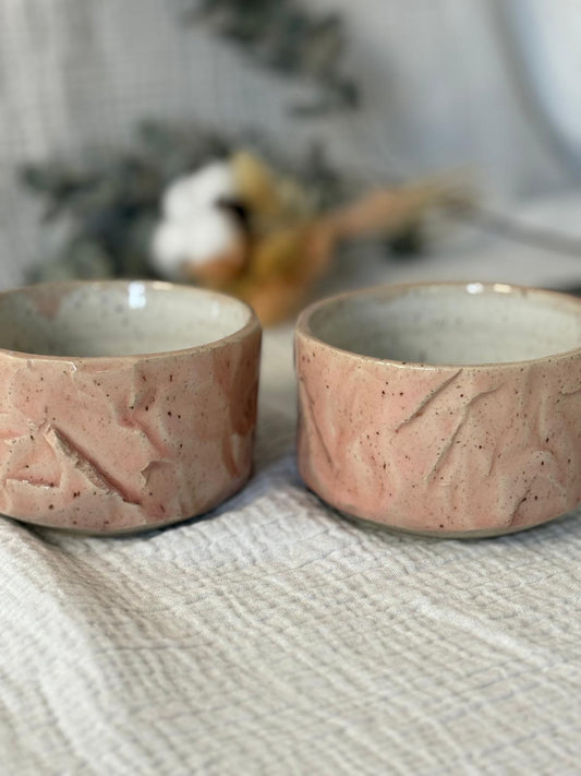 Bols Inspiration Chawan en grès & kurinuki Rosé (lot de 2)