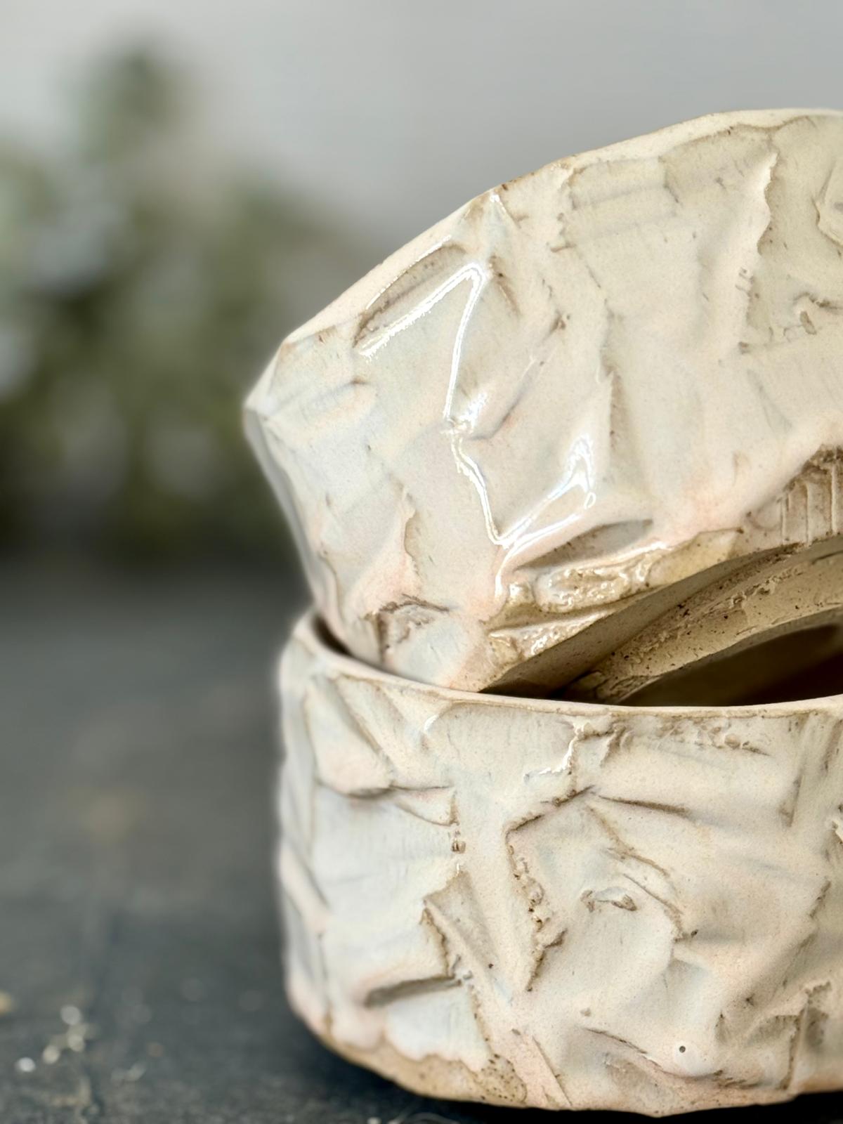 Bol Inspiration Chawan en grès & kurinuki Rose Poudré