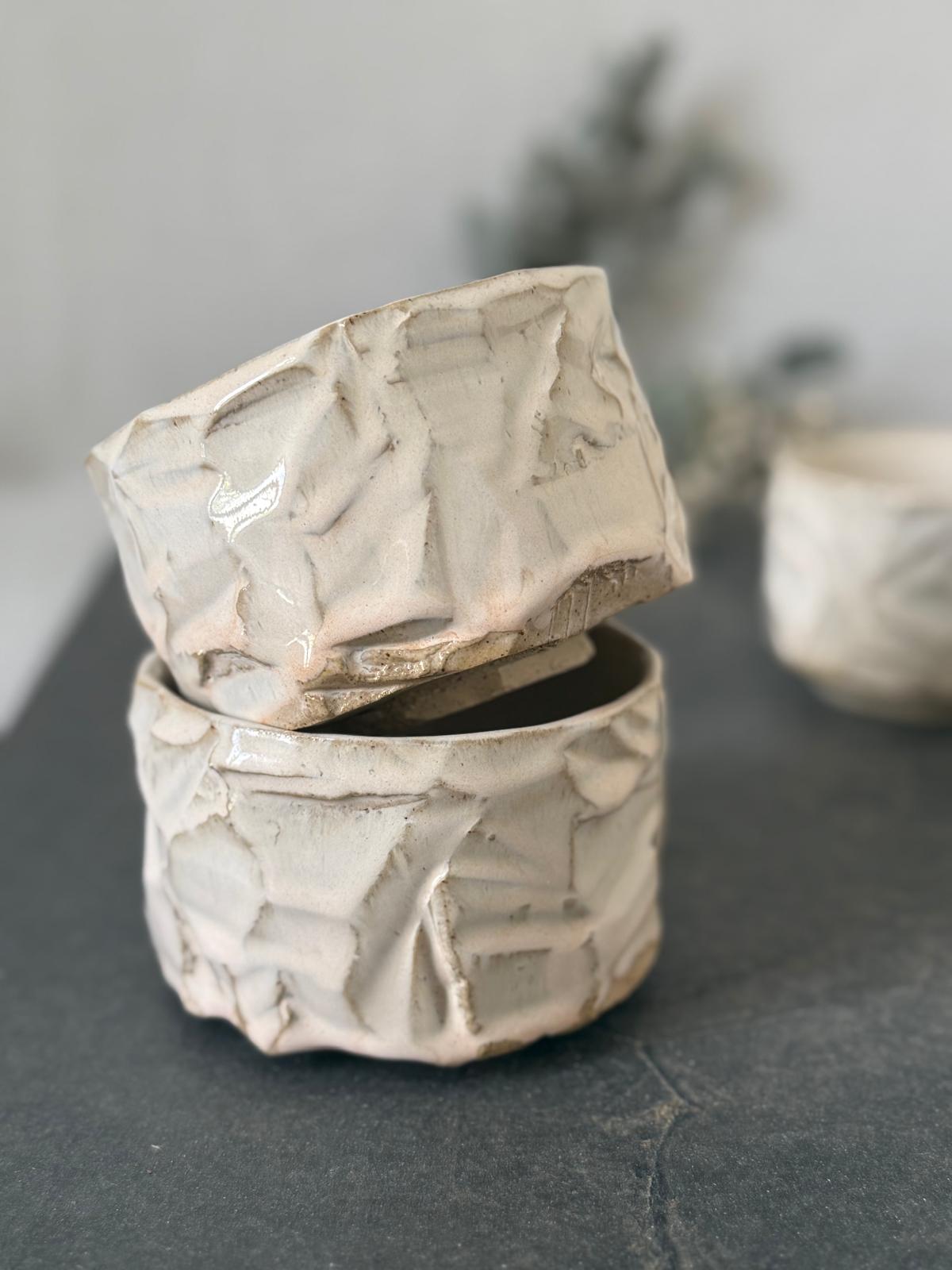 Bol Inspiration Chawan en grès & kurinuki Rose Poudré