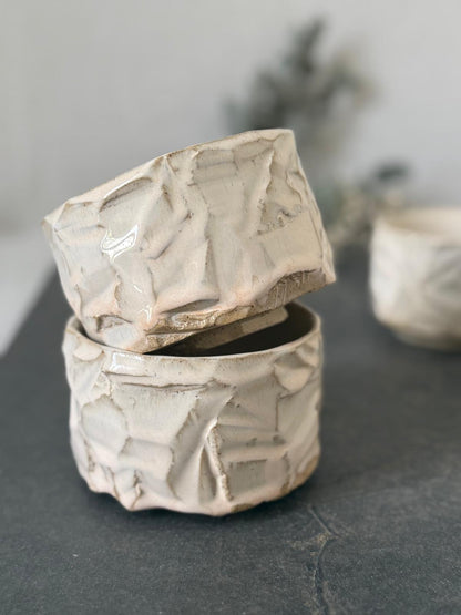 Bol Inspiration Chawan en grès & kurinuki Rose Poudré