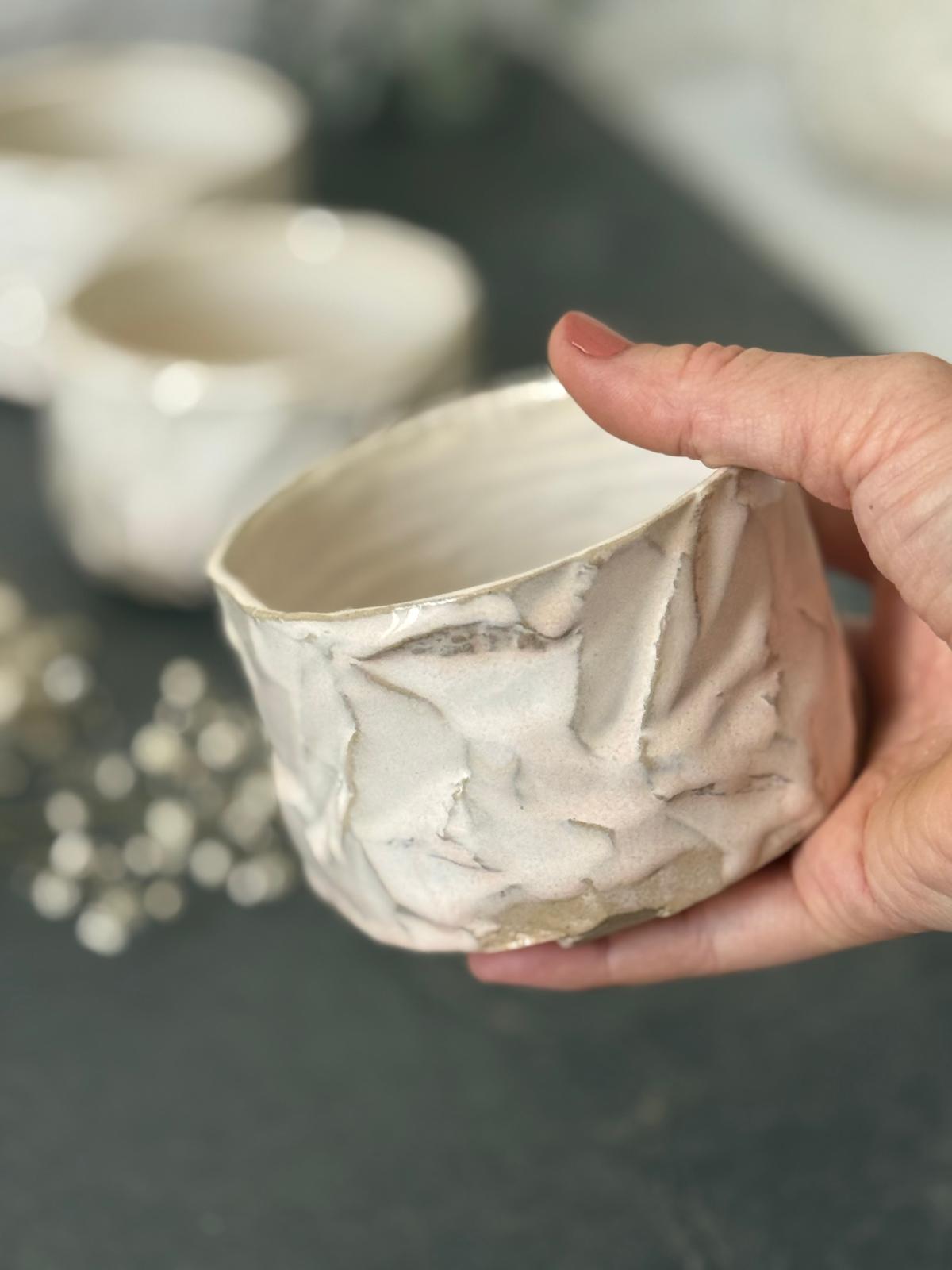 Bol Inspiration Chawan en grès & kurinuki Rose Poudré