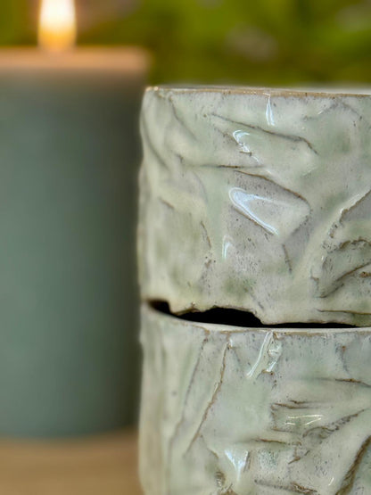 Bol Inspiration Chawan en grès & kurinuki Vert de Brume