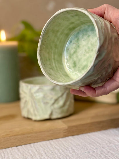 Bol Inspiration Chawan en grès & kurinuki Vert de Brume