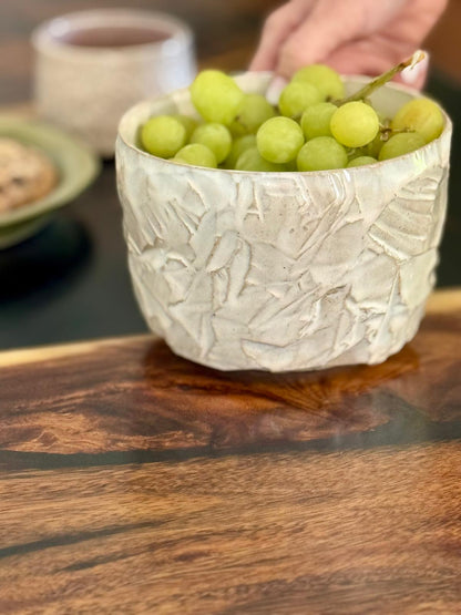 Pot grès & kurinuki rose poudré - taille S (ouverture large)