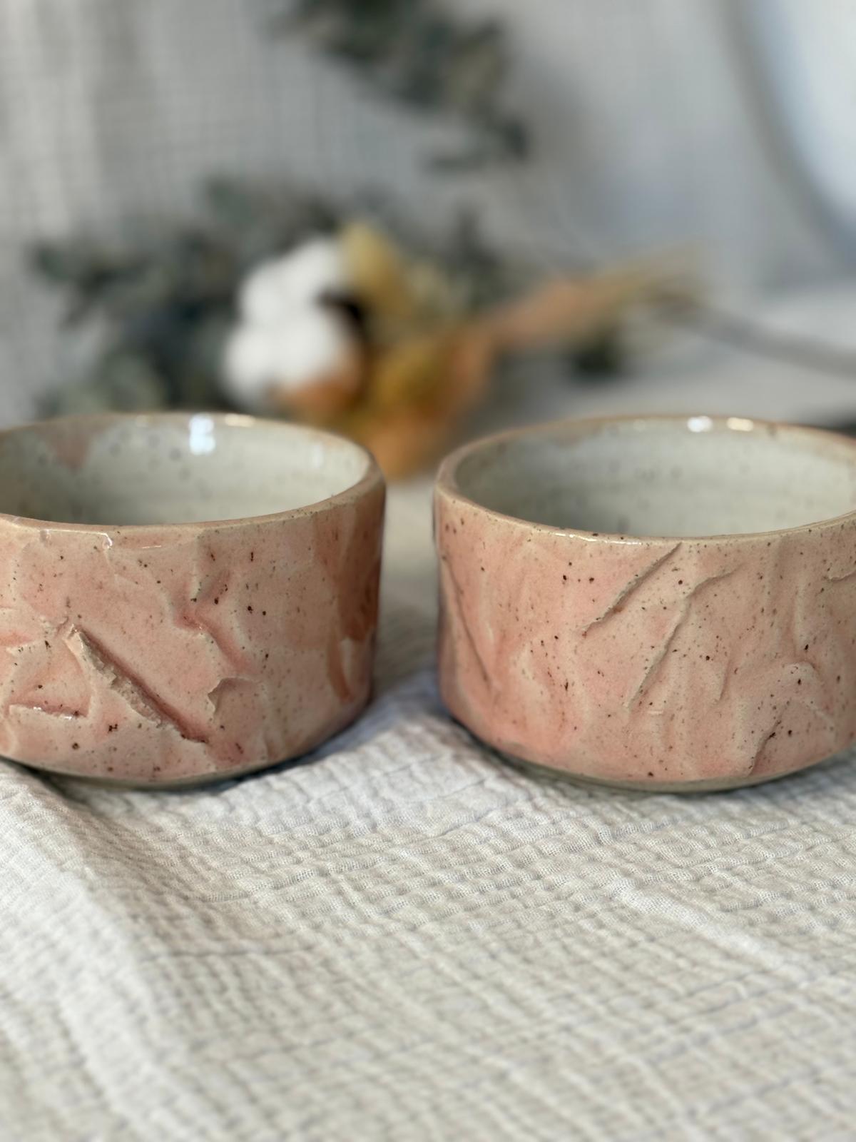 Bols Inspiration Chawan en grès & kurinuki Rosé (lot de 2)