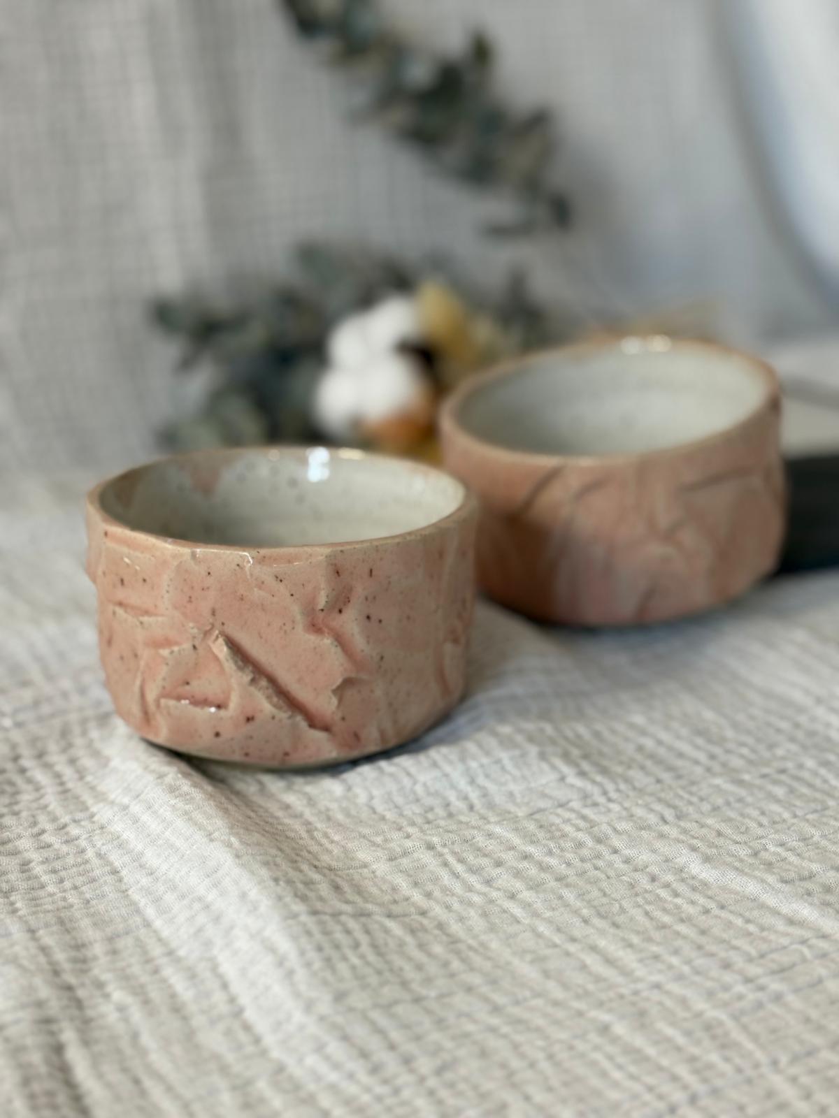Bols Inspiration Chawan en grès & kurinuki Rosé (lot de 2)