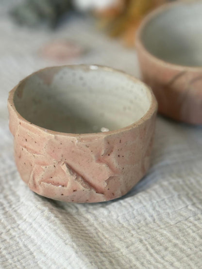 Bols Inspiration Chawan en grès & kurinuki Rosé (lot de 2)