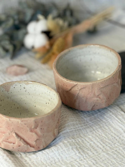 Bols Inspiration Chawan en grès & kurinuki Rosé (lot de 2)